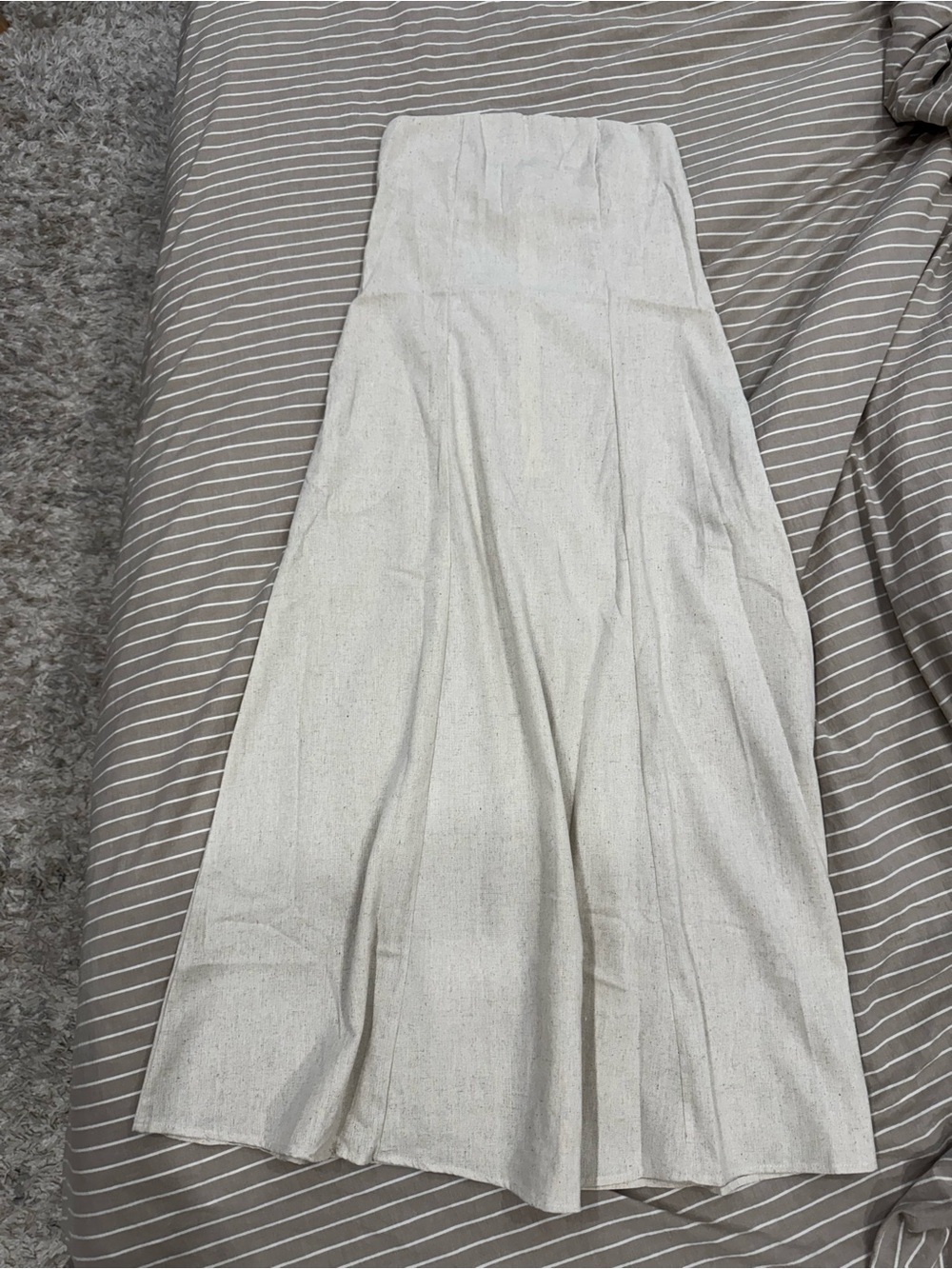 Elegant Strapless Cream Maxi Dress